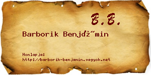 Barborik Benjámin névjegykártya